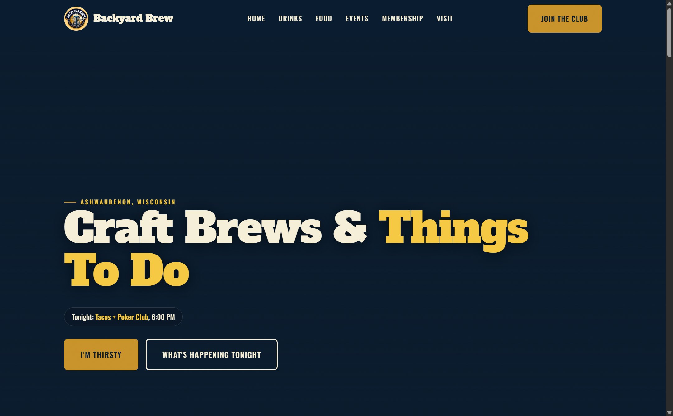 Website built for Backyard Brew